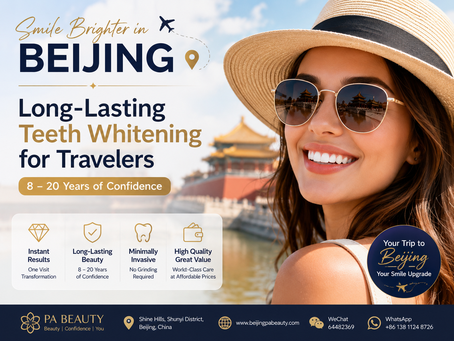 Long-lasting teeth whitening in Beijing for international travelers with a brighter smile at PA BEAUTY Long-lasting teeth whitening in Beijing for international travelers with a brighter smile at PA BEAUTY