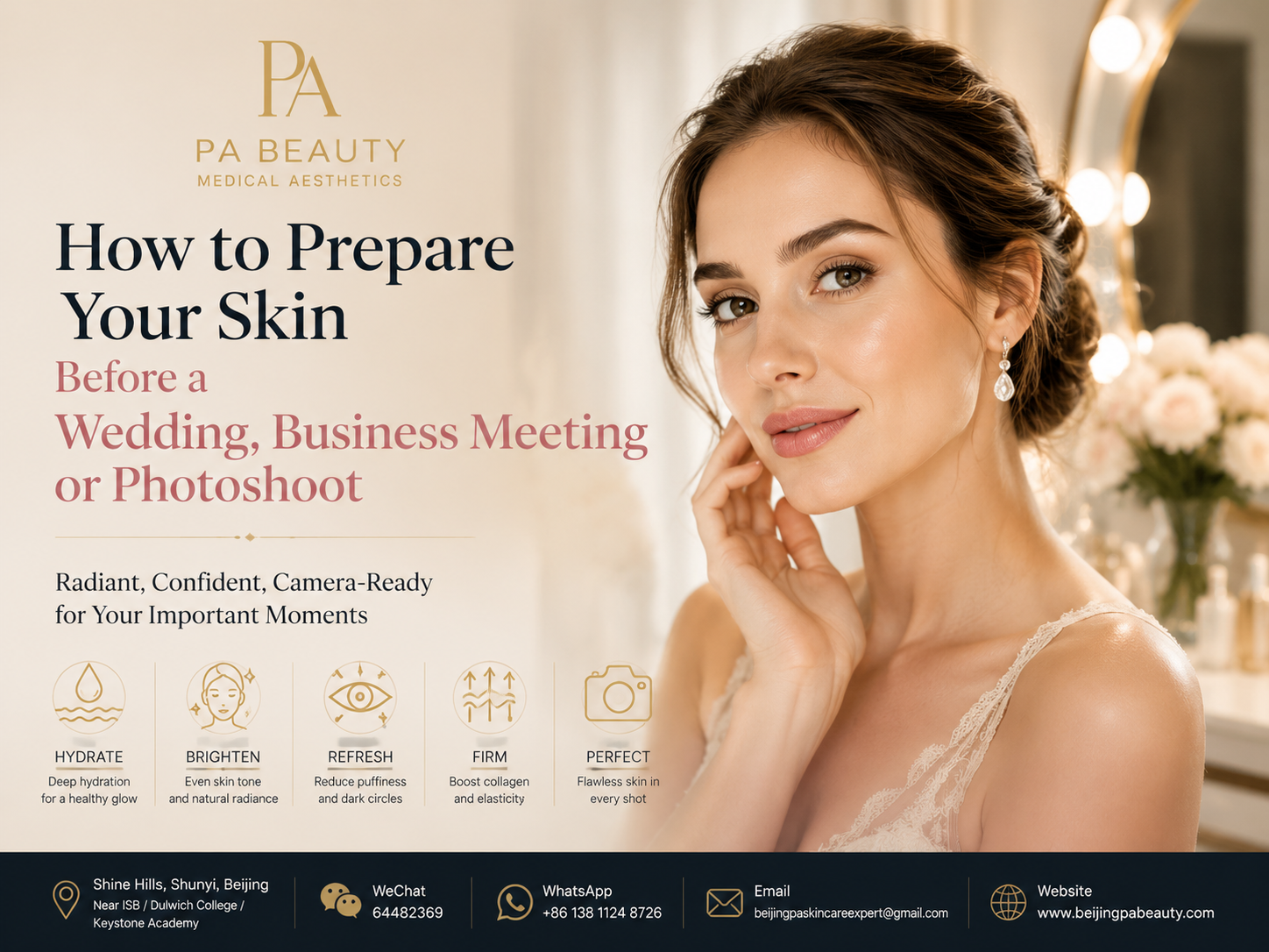 How to prepare your skin before a wedding, business meeting or photoshoot with skin rejuvenation treatments at PA BEAUTY Beijing