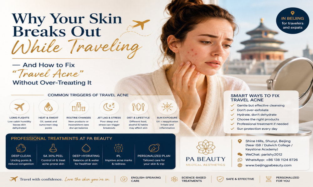 Why Your Skin Breaks Out While Traveling — And How to Fix “Travel Acne” Without Over-Treating It