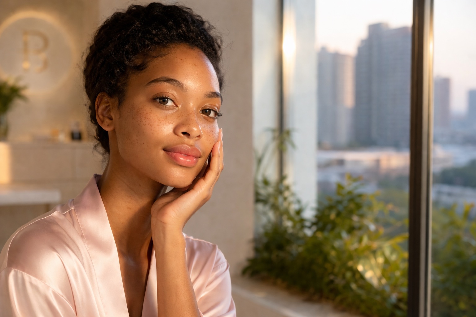 Serene portrait of a radiant woman